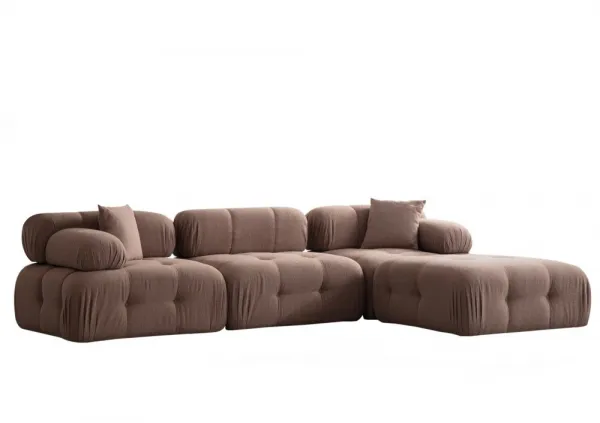 Rohová sedacia súprava / Rohová pohovka Doblo 3 Seater with Pouffe ( L1-O1-1R-Pouffe) - Cappuccino