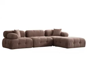 Rohová sedacia súprava / Rohová pohovka Doblo 3 Seater with Pouffe ( L1-O1-1R-Pouffe) - Cappuccino