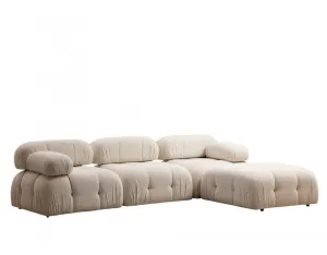 Hanah Home Rohová modulární sedací souprava Bubble 288 cm s taburetem bouclé krémová