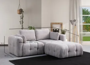 Rohová sedacia súprava / Rohová pohovka Amaris 2 Seater With Pouffe - Light Grey