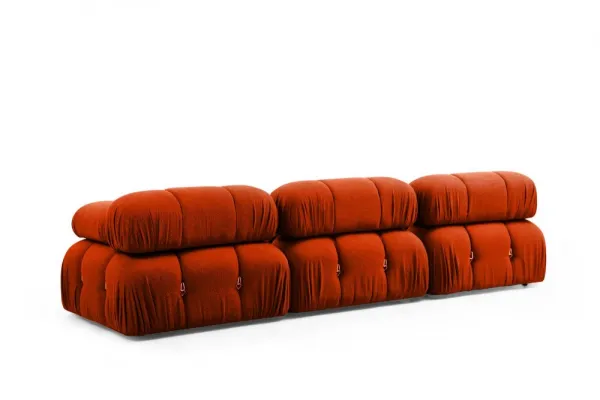 Hanah Home Rohová modulární sedací souprava Bubble 288 cm s taburetem cihlová