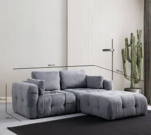 Rohová sedacia súprava / Rohová pohovka Amaris 2 Seater With Pouffe - Grey