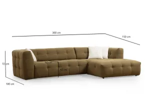 Rohová sedacia súprava / Rohová pohovka Cady 3 Seater Right - Khaki