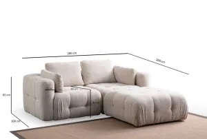 Rohová sedacia súprava / Rohová pohovka Amaris 2 Seater With Pouffe - Beige