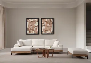 Rohová sedacia súprava / Rohová pohovka Eti Oak Left - White