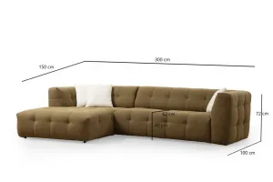 Rohová sedacia súprava / Rohová pohovka Cady 3 Seater Left - Khaki