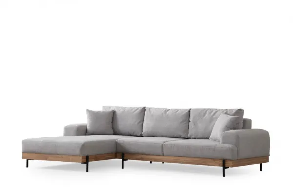 Rohová sedacia súprava / Rohová pohovka Eti Oak Left - Grey
