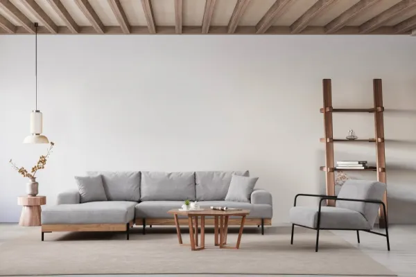 Rohová sedacia súprava / Rohová pohovka Eti Oak Left - Grey
