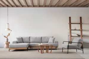 Rohová sedacia súprava / Rohová pohovka Eti Oak Left - Grey