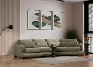 Hanah Home Čtyřmístná pohovka River 330 cm pravá zelená