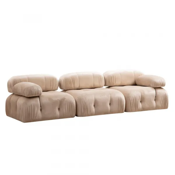 Hanah Home Třímístná modulární pohovka Bubble 288 cm samet krémová