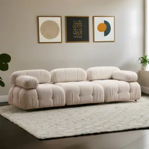 Hanah Home Třímístná modulární pohovka Bubble 288 cm bouclé krémová