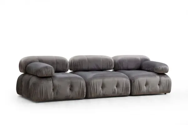 Hanah Home Třímístná modulární pohovka Bubble 288 cm samet šedá
