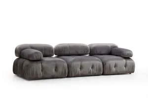 Hanah Home Třímístná modulární pohovka Bubble 288 cm samet šedá