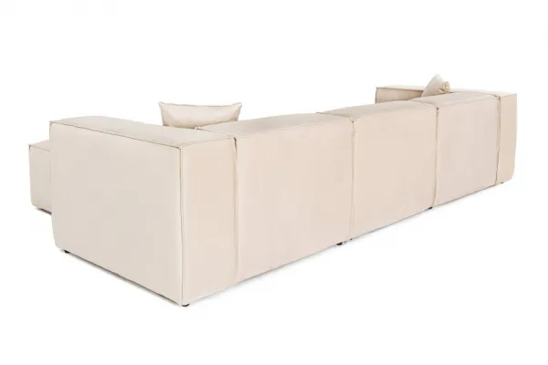 Rohová sedacia súprava / Rohová pohovka Lora (L1-O1-1R-POUFFE ) - Cream