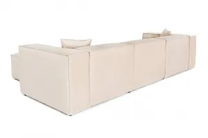 Rohová sedacia súprava / Rohová pohovka Lora (L1-O1-1R-POUFFE ) - Cream