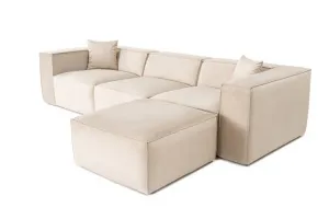 Rohová sedacia súprava / Rohová pohovka Lora (L1-O1-1R-POUFFE ) - Cream