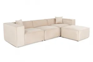 Rohová sedacia súprava / Rohová pohovka Lora (L1-O1-1R-POUFFE ) - Cream