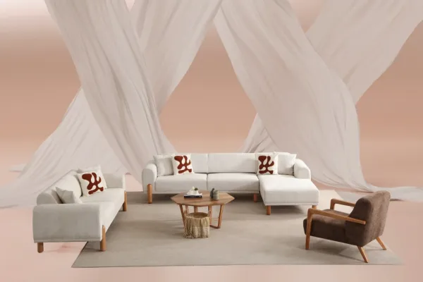 Rohová rozkladacia pohovka Lyke Right - Cream