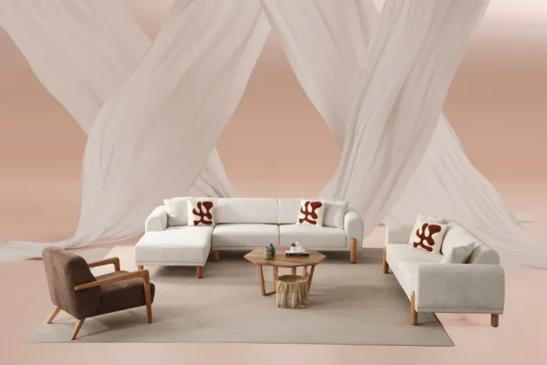 Rohová rozkladacia pohovka Lyke Left - Cream