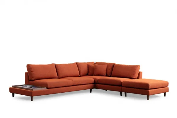 Rohová sedacia súprava / Rohová pohovka New Tulip With Pouf - Orange