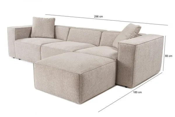 Rohová sedacia súprava / Rohová pohovka Lora (L1-O1-1R-POUFFE ) - Mocha