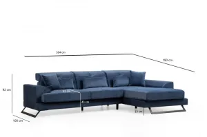 Hanah Home Rohová sedací souprava Frido 308 cm modrá pravá