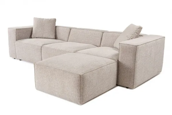 Rohová sedacia súprava / Rohová pohovka Lora (L1-O1-1R-POUFFE ) - Mocha