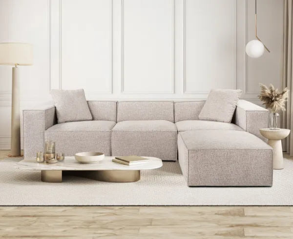 Rohová sedacia súprava / Rohová pohovka Lora (L1-O1-1R-POUFFE ) - Mocha