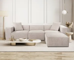Rohová sedacia súprava / Rohová pohovka Lora (L1-O1-1R-POUFFE ) - Mocha