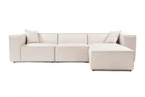 Rohová sedacia súprava / Rohová pohovka Lora (L1-O1-1R-POUFFE ) - Light Brown