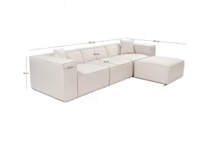Rohová sedacia súprava / Rohová pohovka Lora (L1-O1-1R-POUFFE ) - Light Brown