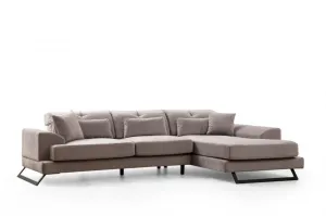 Hanah Home Rohová sedací souprava Frido 308 cm světle šedá pravá