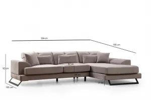 Hanah Home Rohová sedací souprava Frido 308 cm světle šedá pravá