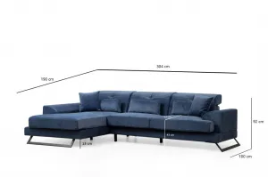 Hanah Home Rohová sedací souprava Frido 308 cm modrá levá