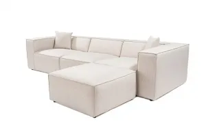 Rohová sedacia súprava / Rohová pohovka Lora (L1-O1-1R-POUFFE ) - Light Brown