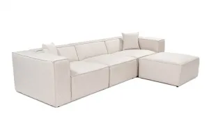 Rohová sedacia súprava / Rohová pohovka Lora (L1-O1-1R-POUFFE ) - Light Brown