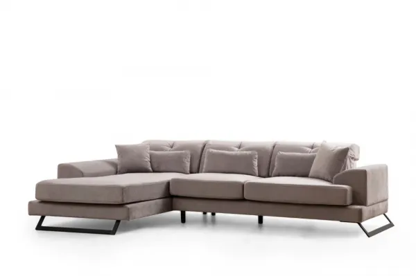 Hanah Home Rohová sedací souprava Frido 308 cm světle šedá levá
