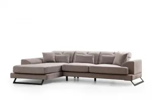 Hanah Home Rohová sedací souprava Frido 308 cm světle šedá levá