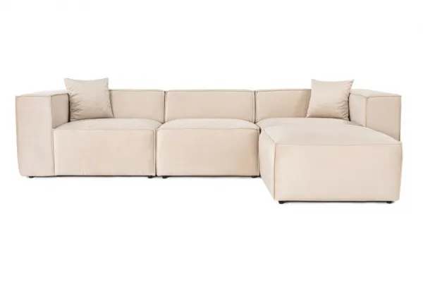 Rohová sedacia súprava / Rohová pohovka Lora (L1-O1-1R-POUFFE ) - Cream