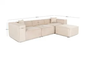 Rohová sedacia súprava / Rohová pohovka Lora (L1-O1-1R-POUFFE ) - Cream