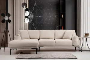 Hanah Home Rohová sedací souprava Leo 255 cm krémová levá