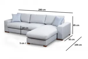 Hanah Home Rohová sedací souprava Loop 290 cm šedá pravá