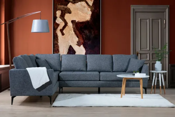Hanah Home Rohová sedací souprava Tempo 300 cm tmavě šedá levá