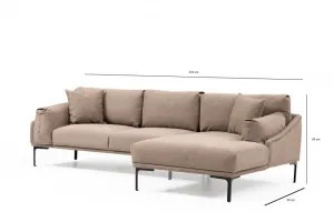 Hanah Home Rohová sedací souprava Leo 255 cm mocha pravá