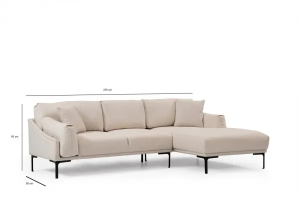 Hanah Home Rohová sedací souprava Leo 255 cm krémová pravá