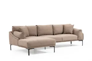 Hanah Home Rohová sedací souprava Leo 255 cm mocha levá