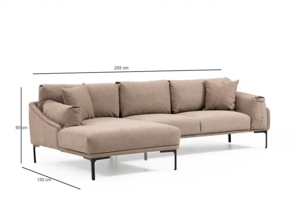 Hanah Home Rohová sedací souprava Leo 255 cm mocha levá