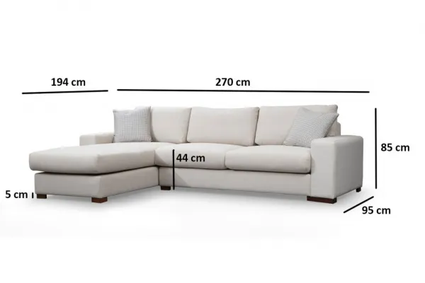 Hanah Home Rohová sedací souprava Loop 270 cm béžová levá