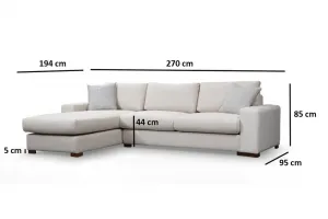 Hanah Home Rohová sedací souprava Loop 270 cm béžová levá